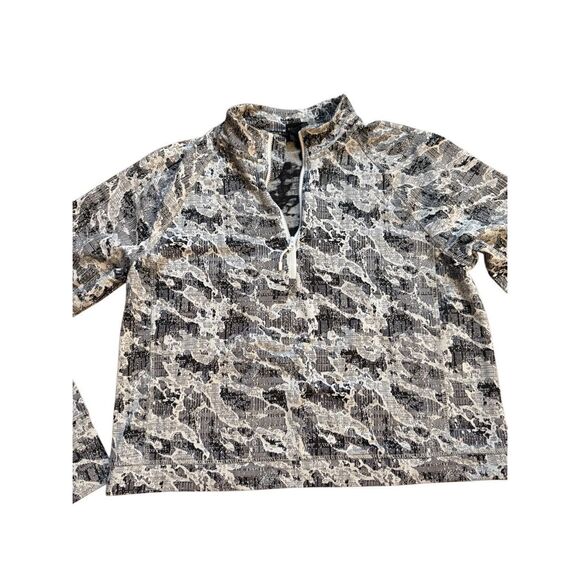 Spyder Active Woman's Half Zip Long Sleeve Knit Top Sz L Black White Gray - Picture 9 of 10